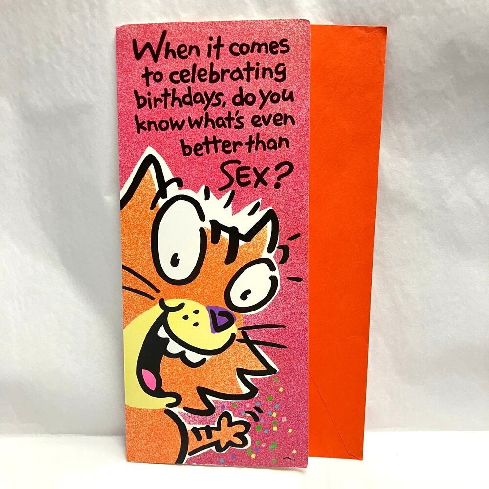 Vintage Gibson Greetings Crude Humor Cat Birthday Novelty Art Card